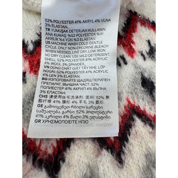 H&M Mens Fair Isle Reindeer Snowflake Sweater Ivory Red Gray Holiday Crew Neck M - Picture 11 of 13